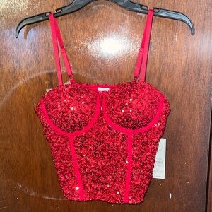 NWT Sequence Crop Top With Built In Bra